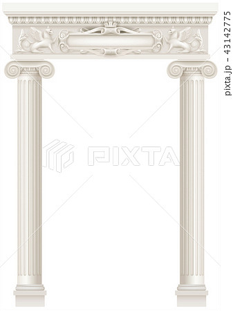 Antique white colonnade with old Ionic columns Antique white colonnade with old Ionic columns 43142775