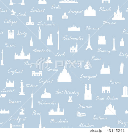 Travel world landmarks tile pattern. Travel icons 43145241