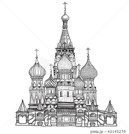 St Basil cathedral Moscow city. Travel Russia sign 43145270