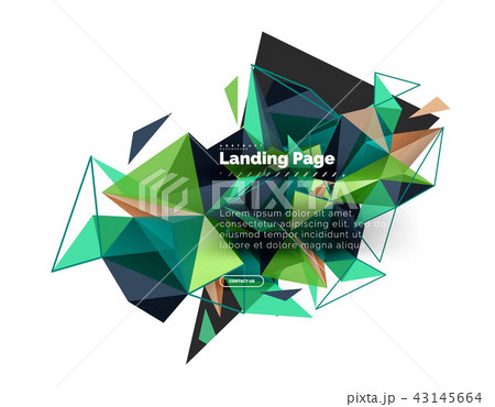 Triangular design abstract background, landing page. Low poly style colorful triangles on white Triangular design abstract background, landing page. Low poly style colorful triangles on white 43145664