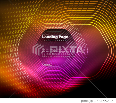 Neon glowing techno hexagon shape lines, hi-tech futuristic abstract background, landing page Neon glowing techno hexagon shape lines, hi-tech futuristic abstract background, landing page 43145717