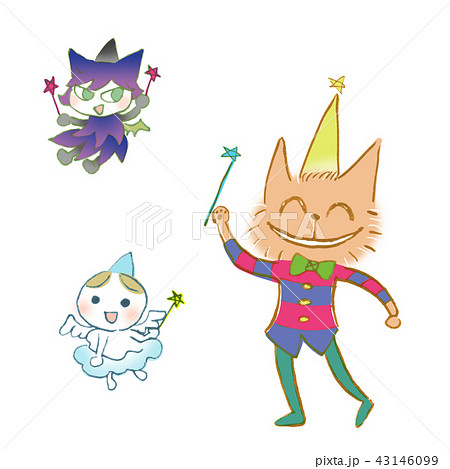 天使 ねこ ネコ 絵本 悪魔 イラスト かわいい 羽根 魔法 いたずらの