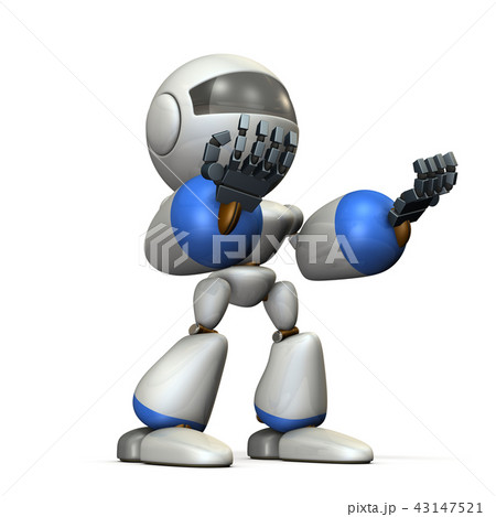 両手を突き上げ興奮するロボット 43147521