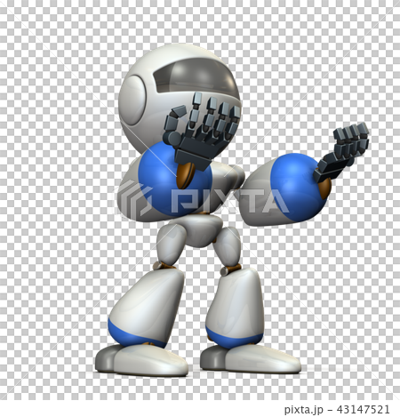 両手を突き上げ興奮するロボット 43147521