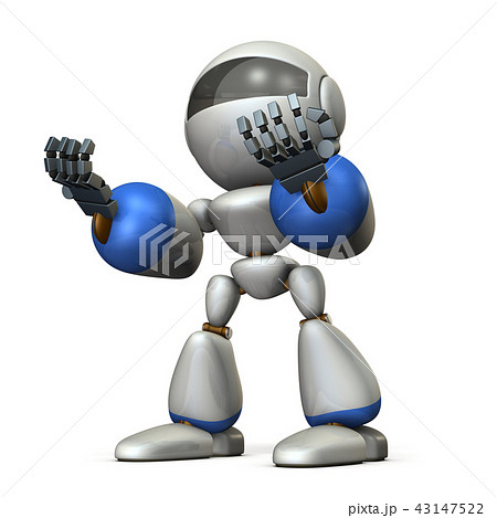 両手を突き上げ興奮するロボット 43147522