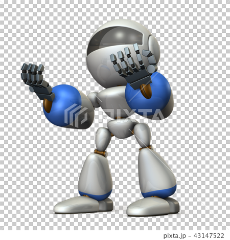 両手を突き上げ興奮するロボット 43147522