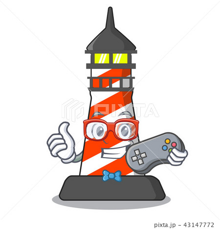 Gamer lighthouse on the beach mascot Gamer lighthouse on the beach mascot 43147772