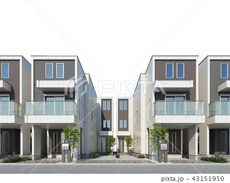 都市型三階建て住宅　白背景 43151950
