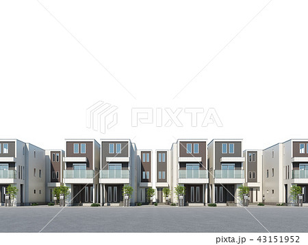 都市型三階建て住宅　白背景 43151952