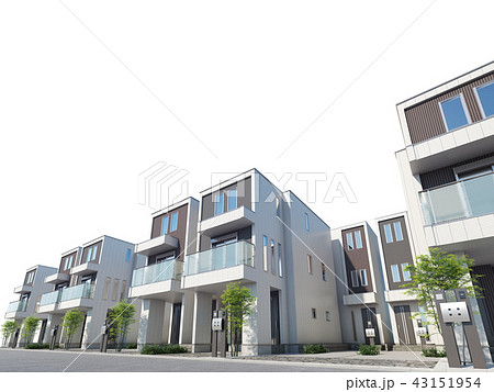都市型三階建て住宅 白背景 都市型三階建て住宅 白背景 43151954