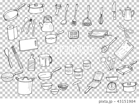 Illustration set of kitchen goods (painted white) 43151984