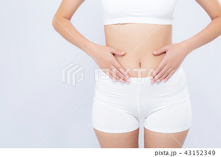 Closeup asian woman beautiful body diet with fit Closeup asian woman beautiful body diet with fit 43152349