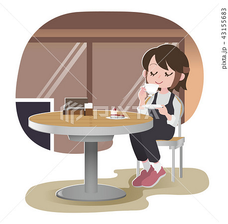 カフェでくつろぐ女性 43155683
