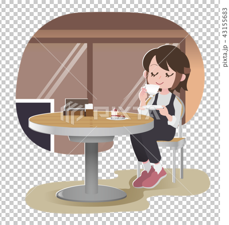 カフェでくつろぐ女性 43155683