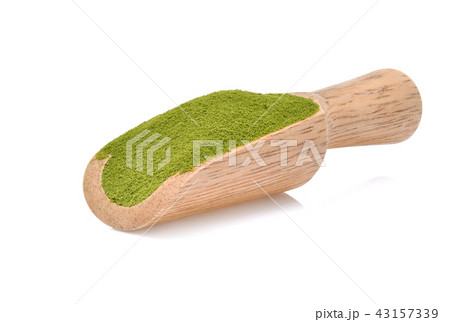 powder green tea isolated on white background powder green tea isolated on white background 43157339