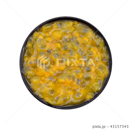 top view passion fruit on white background 43157343