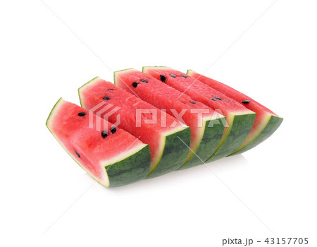 Slice of watermelon on white background Slice of watermelon on white background 43157705