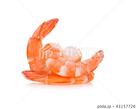 Cooked shrimps isolated on white background. 43157726