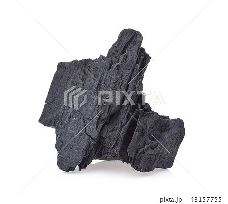 charcoal and charcoal powder on wooden spoon 43157755