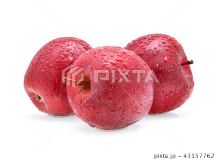Red Apple with drops of water isolated on white  43157762