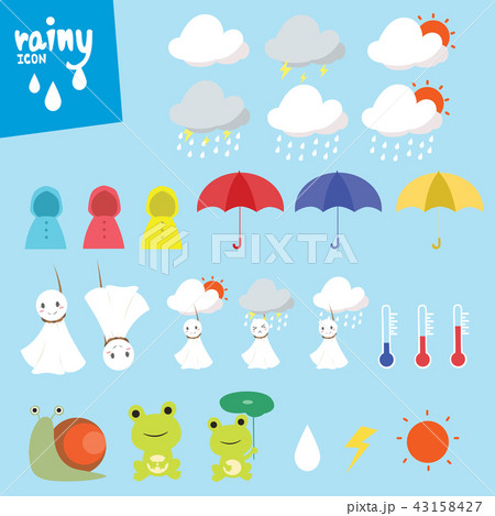 晴れくもり雨などの天気のアイコンセット 43158427