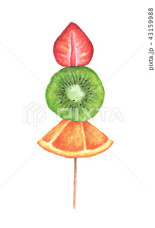 Slices of strawberry, kiwi and orange on a stick Slices of strawberry, kiwi and orange on a stick 43159988