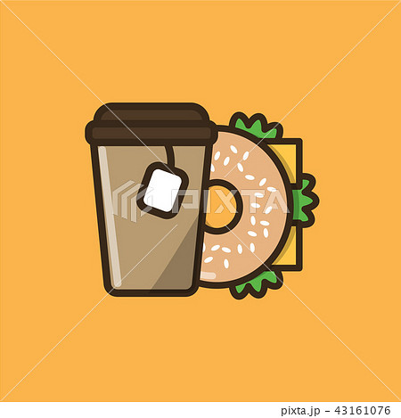 Tea drink and bagel sandwich Tea drink and bagel sandwich 43161076