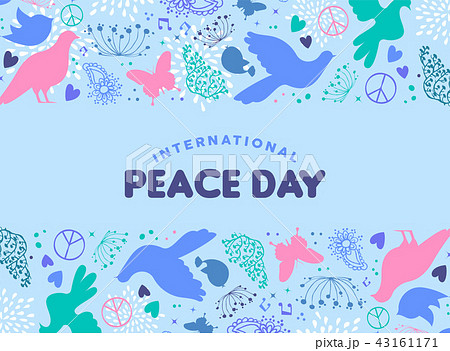 World Peace Day card of dove bird icon decoration 43161171