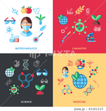 Digital vector biotechnology icons set 43161315