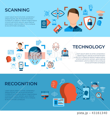 Digital vector facial recognition icons set 43161340