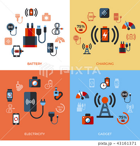 Digital vector wireless charging icons set Digital vector wireless charging icons set 43161371