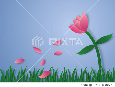 Flower petals flying , paper art style Flower petals flying , paper art style 43163057