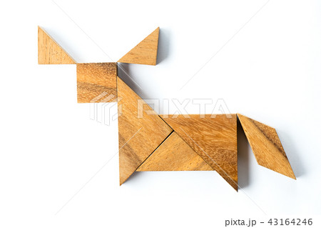 Wood tangram puzzle in buffalo or bull shape Wood tangram puzzle in buffalo or bull shape 43164246