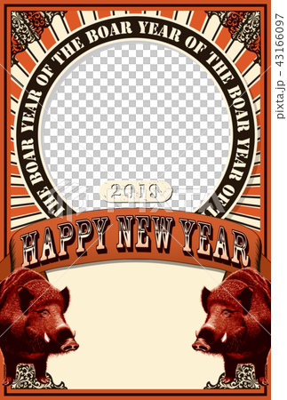 2019年新年賀卡“藝術海報風相框”Gaiji和寫作角色空間可用 43166097