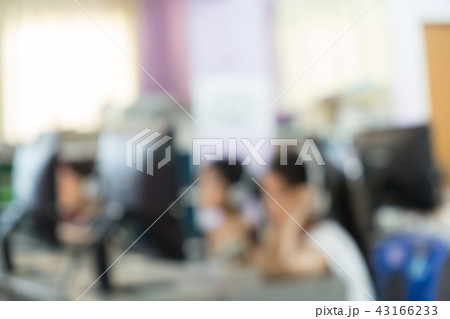 Abstract blur image of Students in a computer room 43166233