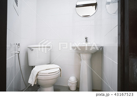 Toilet room apartment hotel with flush toilet Toilet room apartment hotel with flush toilet 43167523