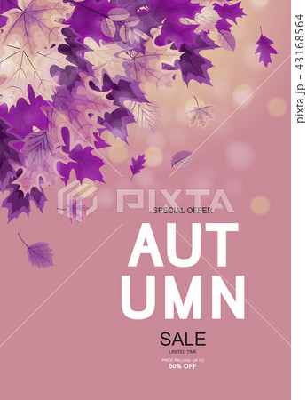 Abstract Vector Illustration Autumn Sale Background with Falling Autumn Leaves 43168564