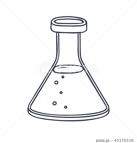 Chemistry flask. Doodle style black and white illustration 43170316