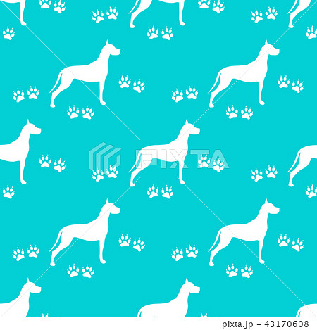 Seamless pattern with dog and dog tracks 43170608