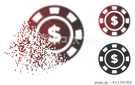 Dissipated Pixelated Halftone Dollar Casino Chip Icon 43170764