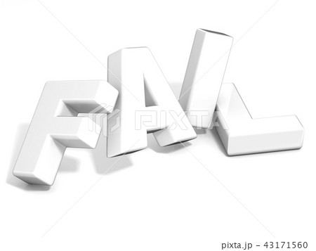 Fail concept. White letters isolated over white 3D 43171560