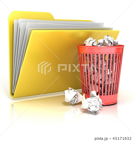 Full red recycle bin folder icon, 3D Full red recycle bin folder icon, 3D 43171632