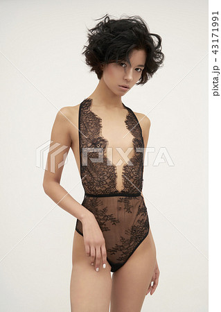 Sensual woman in black lace lingerie Sensual woman in black lace lingerie 43171991