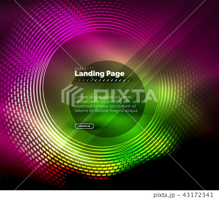 Neon glowing techno lines, hi-tech futuristic abstract background template with circles, landing Neon glowing techno lines, hi-tech futuristic abstract background template with circles, landing 43172341