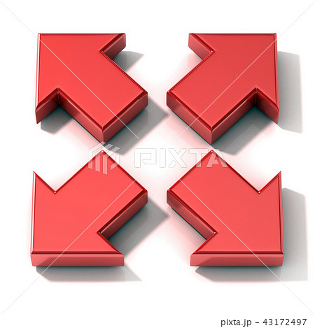Red 3D arrows expanding. Top view 43172497