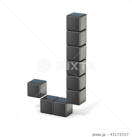 8 bit font. Capital letter J. 3D 8 bit font. Capital letter J. 3D 43172557