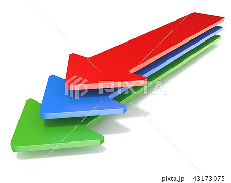 Three arrows, showing one direction toward. 3D Three arrows, showing one direction toward. 3D 43173075