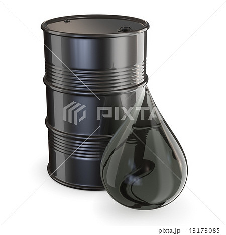 Black barrel and giant oil drop 3D 43173085