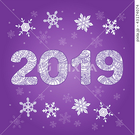 zen patterned 2019 with snowflakes on violet 43174074