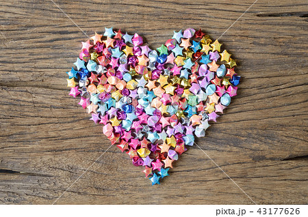 heart from origami star on wood heart from origami star on wood 43177626